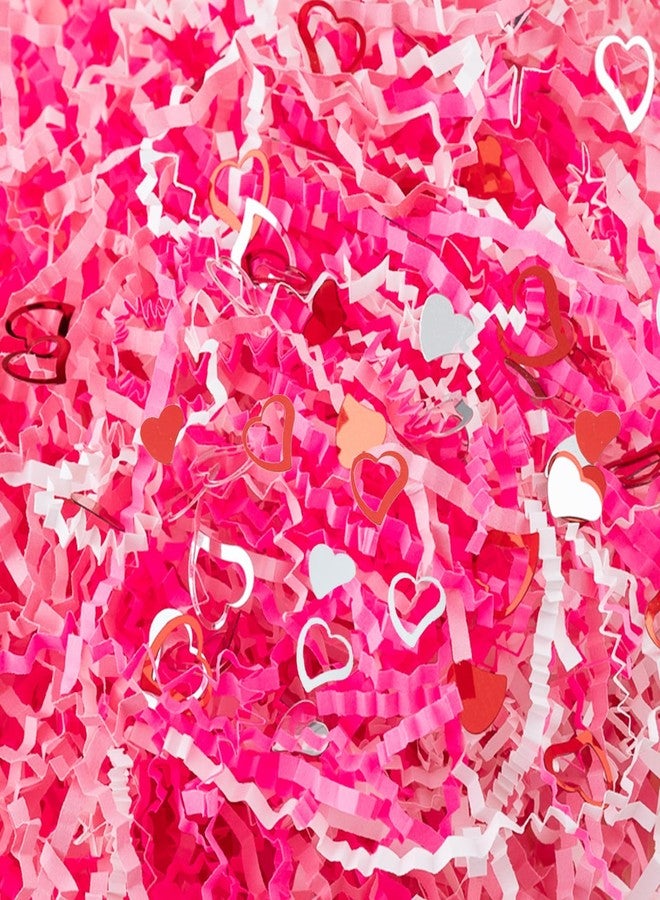 Jocomoni 17.6oz Valentine's Day Crinkle Cut Paper Shred Filler Pink White Crinkle Cut Paper with Heart Confetti Raffia Paper Filler for Gift Wrapping Packaging Filling Party Supply - Image 3